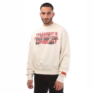 Heron Preston Mens Promo Only Crew Neck Sweatshirt / White/Red